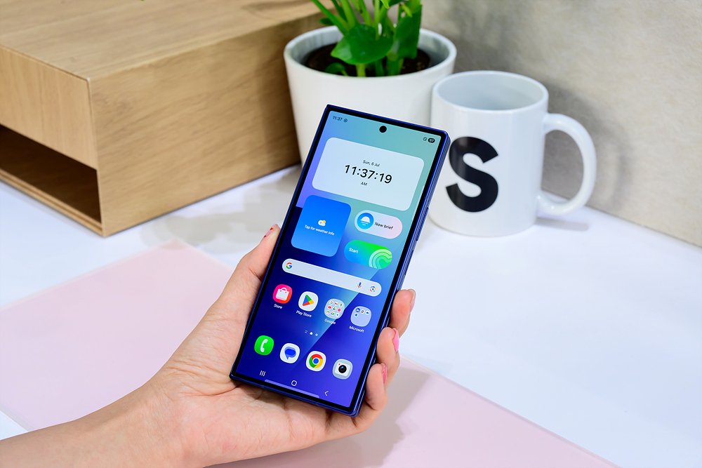 Samsung Galaxy Z Fold7 held in hand, showing slim profile